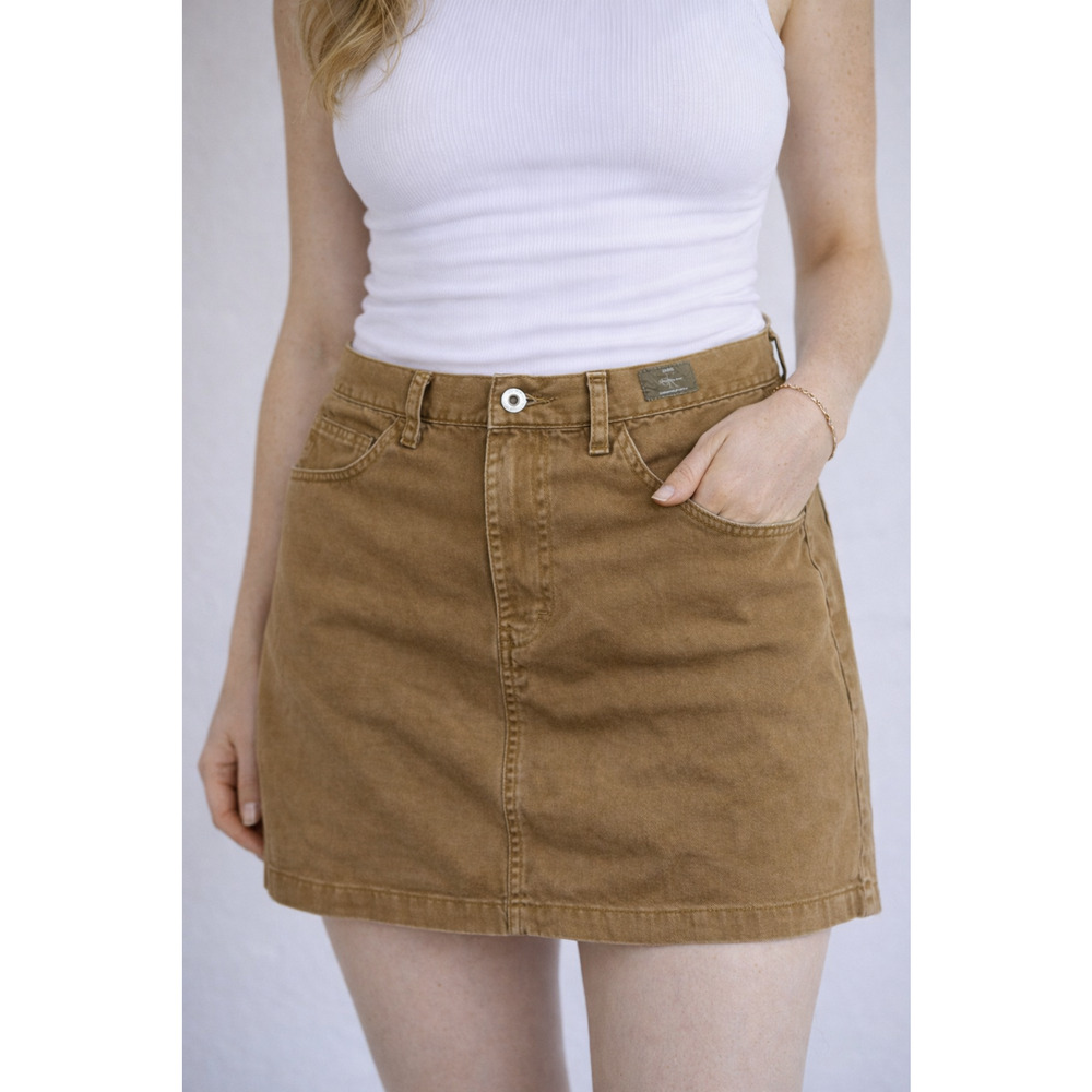 Calvin Klein Jeans Brown Cotton Mini Skirt Womens Size 7 Stone Wash‎